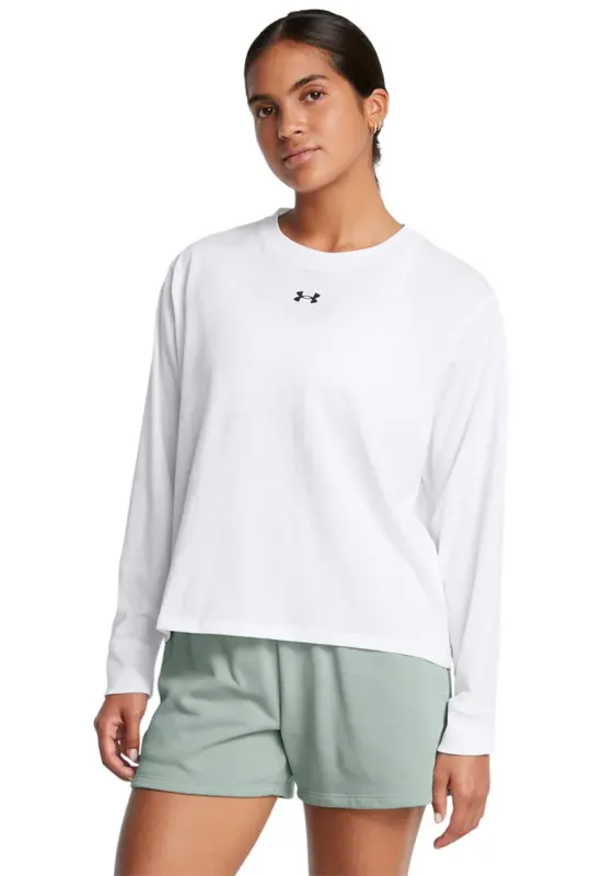 Bluza cu decolteu la baza gatului pentru fitness Boxy - Alb