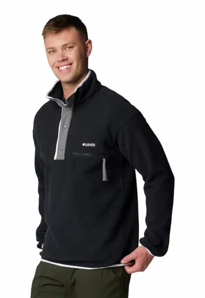 Bluza cu fenta cu capse pentru trekking Helvetia II - Negru/Gri