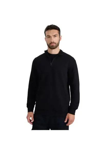 Bluza  cu fermoar 1/2 - negru - barbati - sport