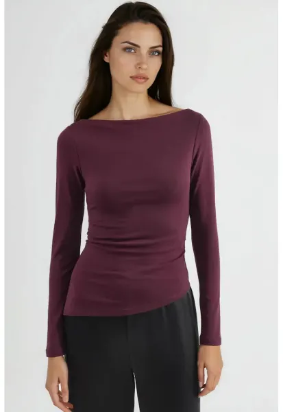 Bluza dama -  bumbac - decolteu barca - mov