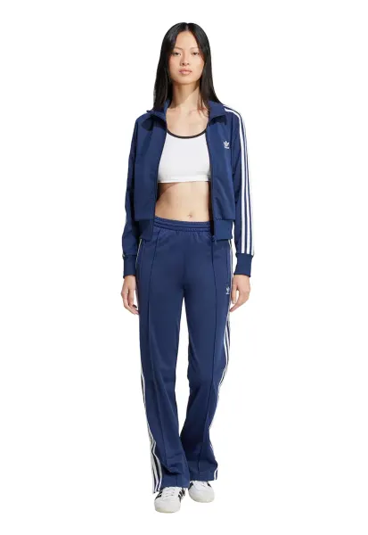 Bluza de trening crop cu fermoar si dungi Firebird - Albastru indigo