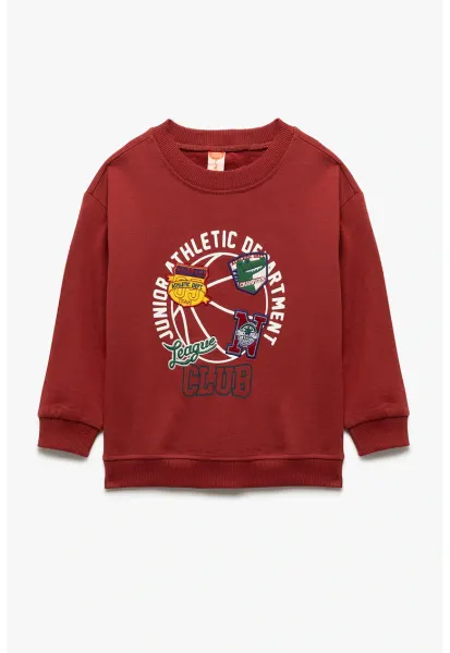 Bluza de trening cu aplicatii si imprimeu - Rosu/Alb/Galben
