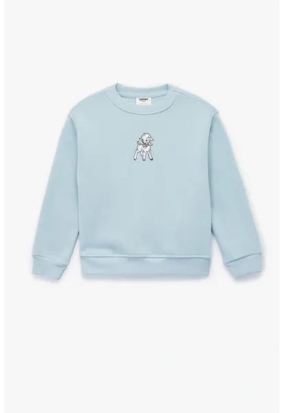 Bluza de trening cu broderie - Albastru glaciar