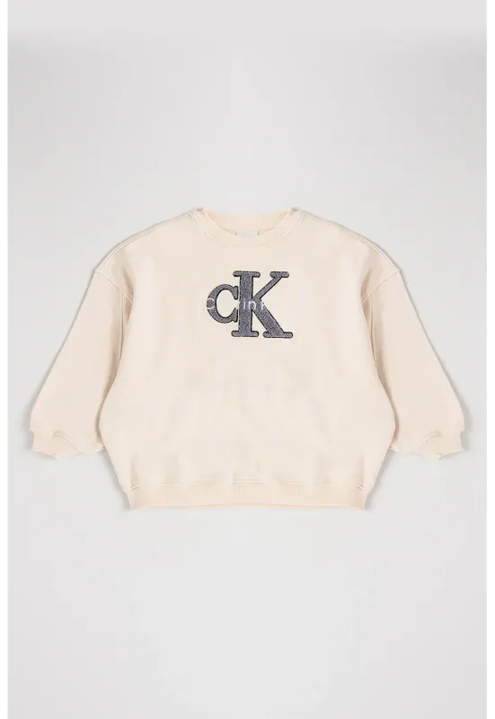 Bluza de trening cu broderie logo - Bej deschis
