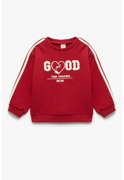 Bluza de trening cu broderie - Rosu inchis