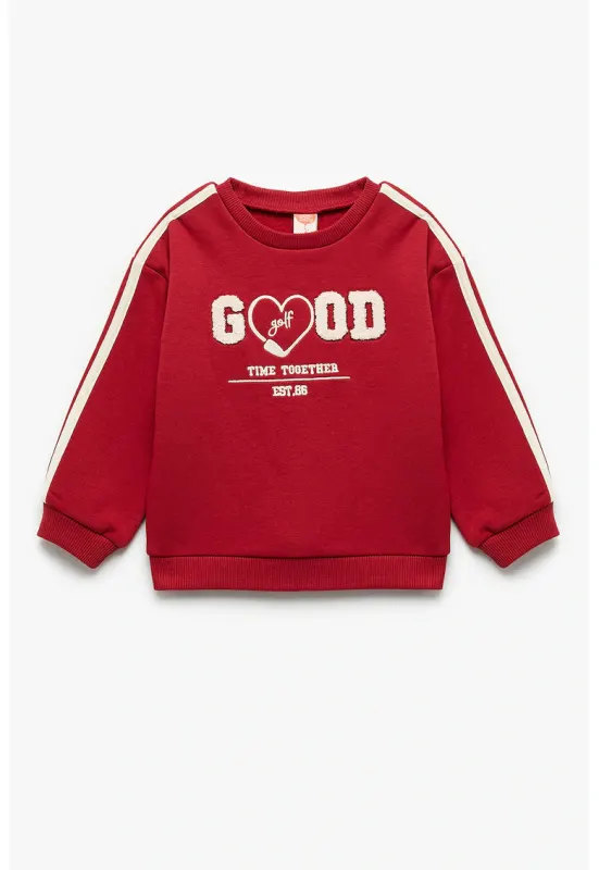 Bluza de trening cu broderie - Rosu inchis