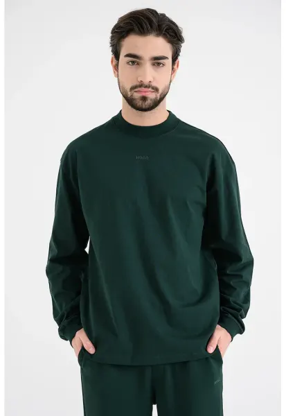 Bluza de trening cu decolteu la baza gatului Daposo - Verde englez