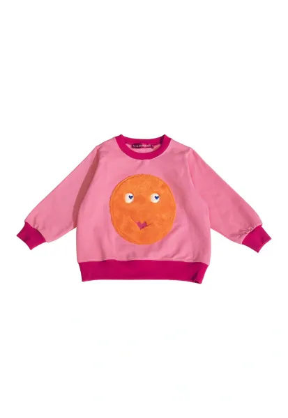 Bluza de trening cu decolteu la baza gatului si design grafic - Fucsia