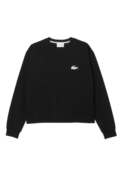 Bluza de trening cu decolteu la baza gatului si detaliu logo - Negru