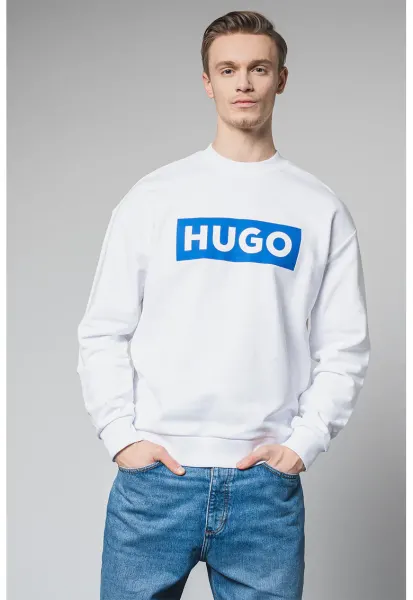 Bluza de trening cu decolteu la baza gatului si logo - Alb/Albastru royal