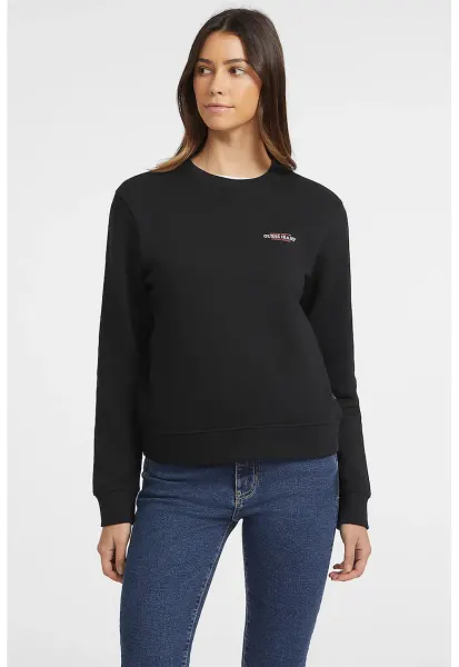 Bluza de trening cu decolteu la baza gatului si model uni - Negru