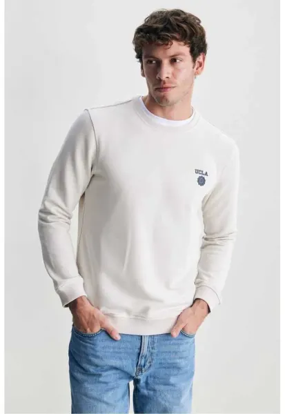 Bluza de trening cu decolteu la baza gatului -  VALLEY - Alb