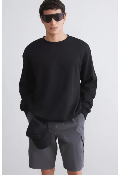 Bluza de trening cu decolteu rotund - Negru