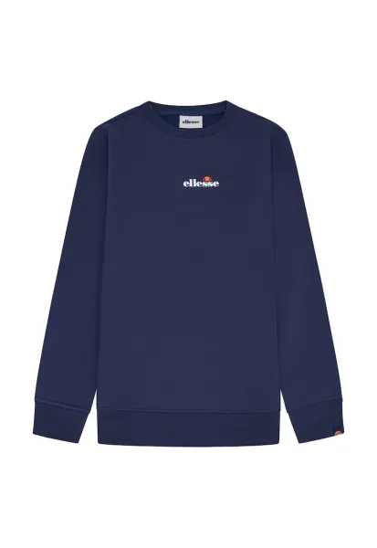 Bluza de trening cu decolteu rotund si imprimeu text - Albastru inchis