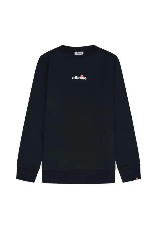 Bluza de trening cu decolteu rotund si imprimeu text - Negru