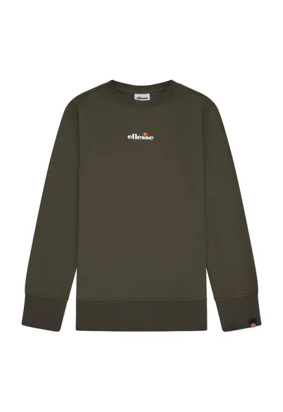 Bluza de trening cu decolteu rotund si imprimeu text - Verde inchis