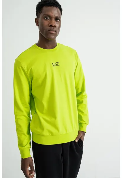 Bluza de trening cu detaliu logo si decolteu la baza gatului - Verde lime
