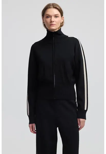 Bluza de trening cu fermoar - Alb fildes/Negru