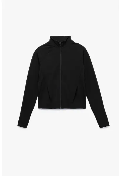 Bluza de trening cu fermoar - Negru