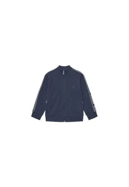 Bluza de trening cu fermoar si benzi cu logo pe maneci