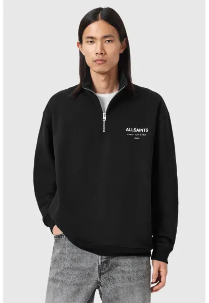 Bluza de trening cu fermoar si imprimeu pe partea din spate Underground - Alb/Negru
