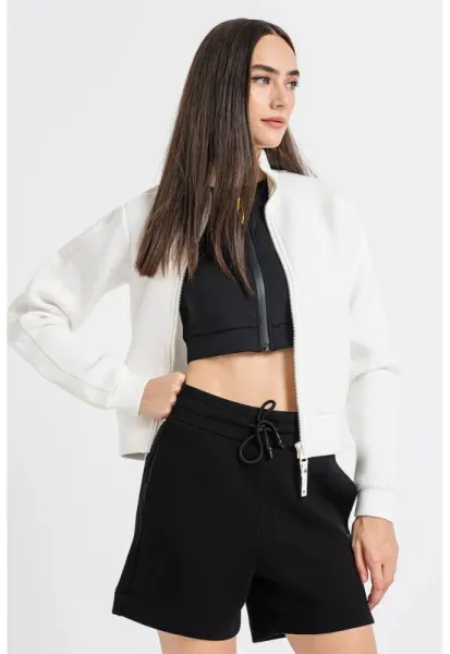 Bluza de trening cu fermoar si logo - Negru/Alb optic