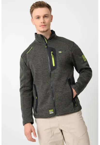 Bluza de trening cu fermoar Trampoline - Verde melange inchis