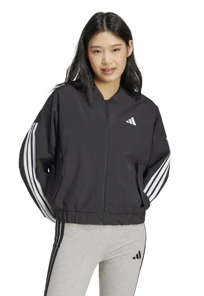 Bluza de trening cu guler baseball si fermoar - Alb/Negru