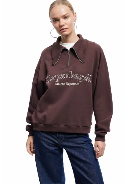 Bluza de trening cu guler inalt - Violet tyrian