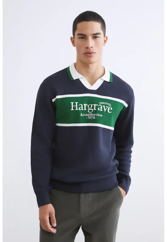 Bluza de trening cu guler polo si garnituri contrastante - Alb/Verde/Albastru indigo