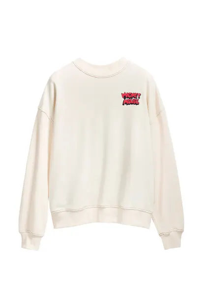 Bluza de trening cu imprimeu cu Mickey Mouse - Albastru prafuit/Roz pastel/Crem