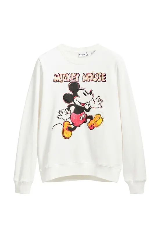 Bluza de trening cu imprimeu cu Mickey Mouse - Coral/Portocaliu mandarina/Alb murdar