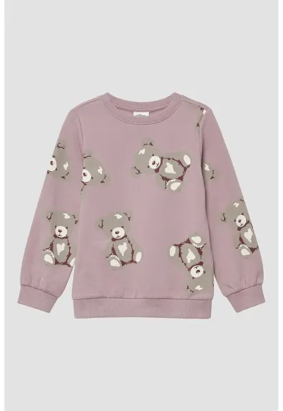 Bluza de trening cu imprimeu grafic - Maro taupe deschis/Lila