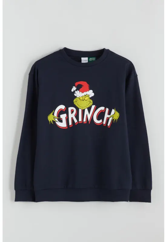 Bluza de trening cu imprimeu Grinch - Rosu/Alb/Bleumarin