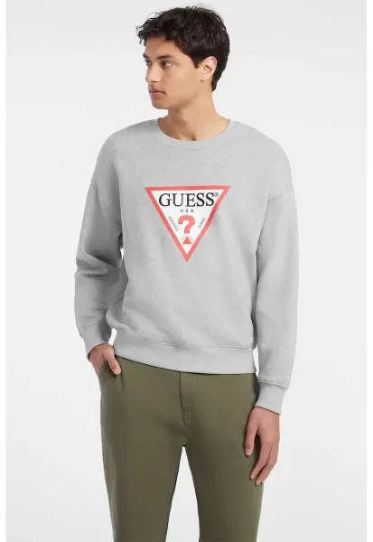 Bluza de trening cu imprimeu logo - Coral/Gri deschis melange