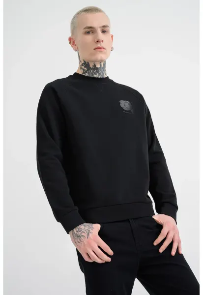 Bluza de trening cu imprimeu logo - Negru