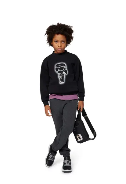 Bluza de trening cu imprimeu logo - Negru