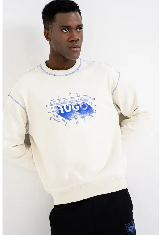 Bluza de trening cu imprimeu logo Nothalic - Albastru royal/Alb murdar