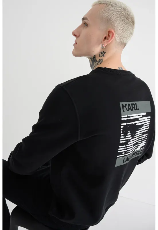 Bluza de trening cu imprimeu pe partea din spate - Negru