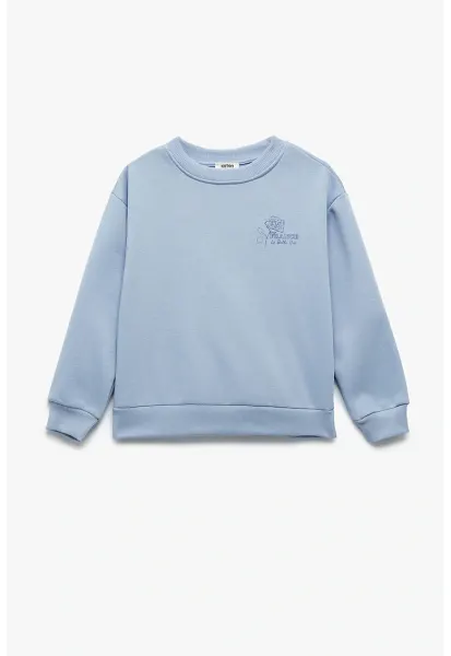 Bluza de trening cu imprimeu pe piept - Albastru pastel