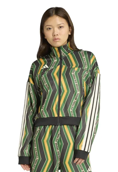 Bluza de trening cu imprimeu si maneci cazute - Negru/Galben sofran/Verde aquamarin