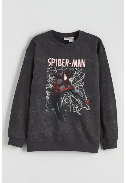 Bluza de trening cu imprimeu Spider-Man - Rosu/Alb/Gri inchis melange