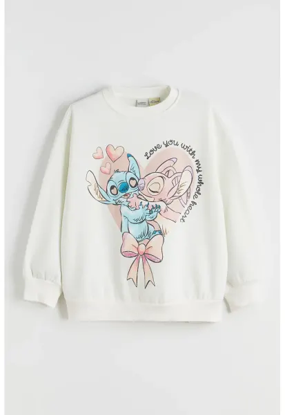 Bluza de trening cu imprimeu Stitch - Alb/Albastru/Roz