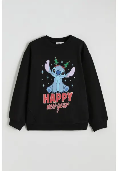 Bluza de trening cu imprimeu Stitch - Albastru deschis/Negru