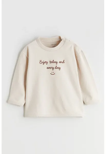 Bluza de trening cu imprimeu text - Bej deschis