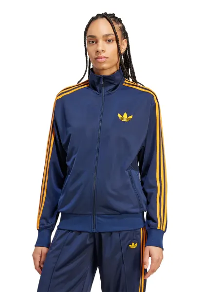 Bluza de trening cu logo si fermoar Firebird - Albastru inchis/Galben pai