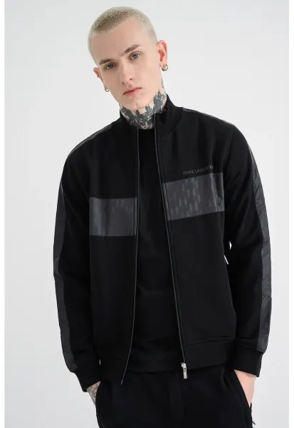 Bluza de trening cu logo si fermoar - Negru