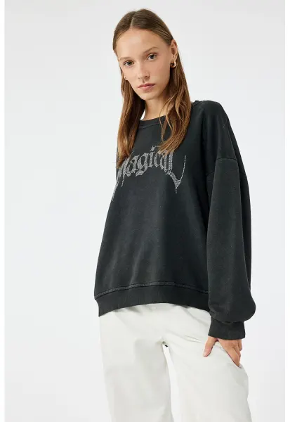 Bluza de trening cu maneci cazute - Gri antracit