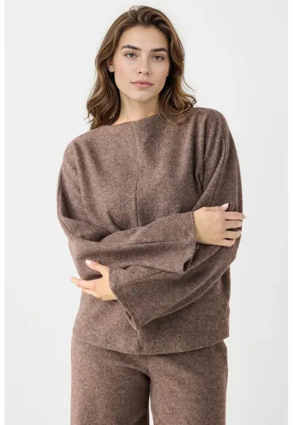 Bluza de trening cu maneci cazute - Maro melange
