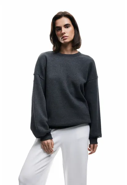 Bluza de trening cu maneci cazute - Negru